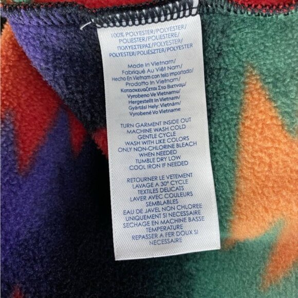 Chaps Red Orange Green Purple Southwestern Print Fleece Full Zip Vest S - Picture 4 of 11